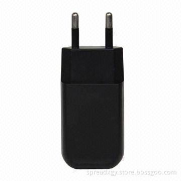 USB Mobile Phone Travel Charger with EU Plug, 100-240V Input and DC 5.0V Output